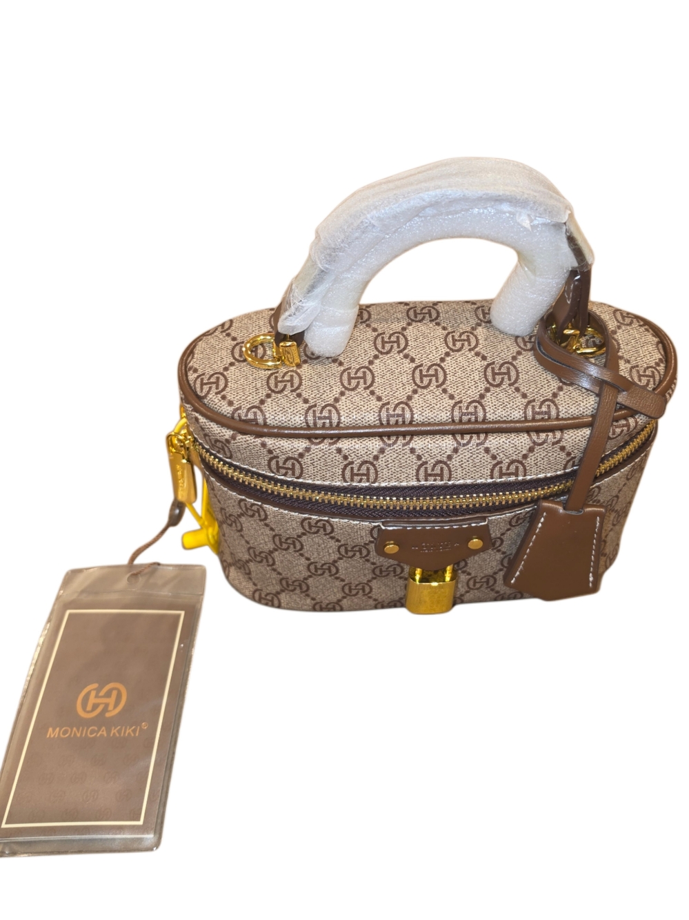 Brand New - Monica Kiki Brown Canvas Mini Vanity Bag